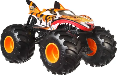 Hot Wheels Monster Trucks, camión monstruo de gran tamaño, camión de juguete fundido a presión a escala 1:24 con ruedas gigantes y diseños geniales