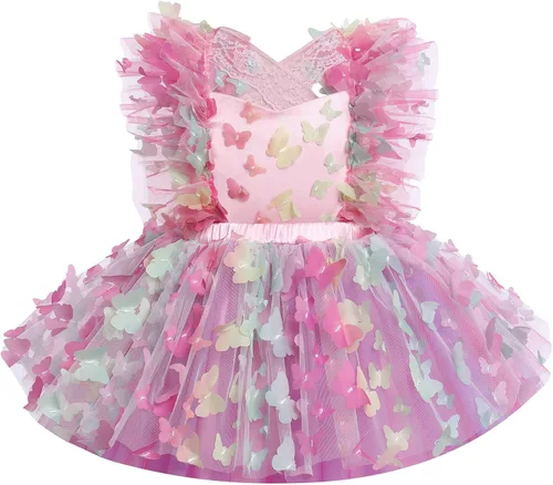 Miniatura 2 de Vestido para sesión de fotos de fiesta de cumpleaños con espalda descubierta para bebé, niña, mariposa, fresa, volantes, princesa, pastel, fiesta