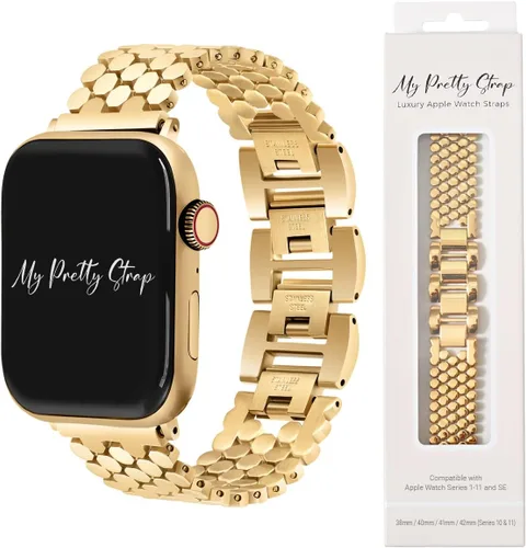 Miniatura 10 de My Pretty Strap - Compatible Apple Watch Band Strap, Stainless Steel Fashion iWatch Replacement Strap- Easy Resizing, No Tool Needed, Fits Most