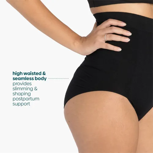 Miniatura 5 de UpSpring Ropa interior posparto de cintura alta con control de abdomen para mujer, color nude/negro, talla S-XX grande
