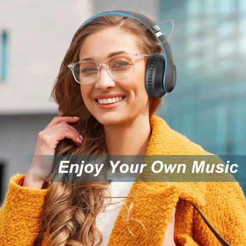 Miniatura 8 de Auriculares Bluetooth inalámbricos con micrófono, cubren las orejas, 65H de tiempo de reproducción, auriculares estéreo HiFi con modos 6EQ, Azul
