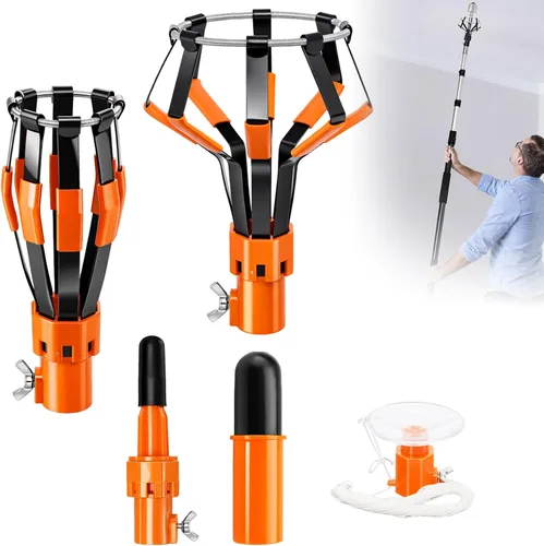 Miniatura 9 de Cambiador de bombilla de alcance de 18 pies para techos altos con poste de extensión telescópico, cambiador de poste de extensión de bombilla de 3 a