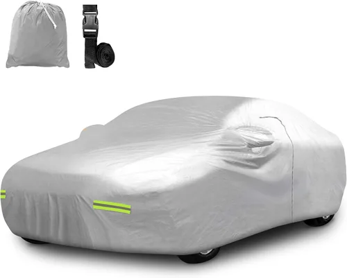 Miniatura 10 de Mockins - Funda para automóvil de poliéster plateado 190T, para todo tipo de clima, transpirable e impermeable, protegerá tu vehículo contra