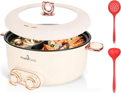 Miniatura 10 de Hot Pot Electric with Steamer, Rapid Noodles Cooker, 1.8L Portable Ceramic Inner Electric Hot Pot, Mini Pot for Egg, Ramen, Dumpling, Soup, Electric