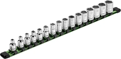 Miniatura 19 de ARES 70087-Organizador de enchufes de aluminio de 3 piezas, rieles de transmisión de 1/4 pulgadas, 3/8 pulgadas y 1/2 pulgadas con capacidad para 48