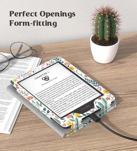 Miniatura 8 de MoKo Funda para Kindle de 6 pulgadas (11ª generación, versión 2024/2022) (10/8ª generación, 2019/2016), carcasa de poliuretano ultraligera con Flores