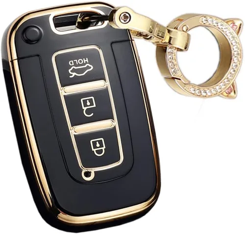 Miniatura 13 de ontto Funda para llave de coche con llavero compatible con Hyundai llavero duradero para Elantra GT Genesis Genesis Coupe Sonata Veloster Beige