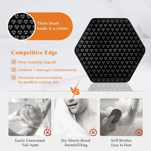Miniatura 5 de VWMYQ Cepillo de limpieza facial de silicona para hombres, almohadilla exfoliante suave y masajeador, cepillo de limpieza facial de silicona