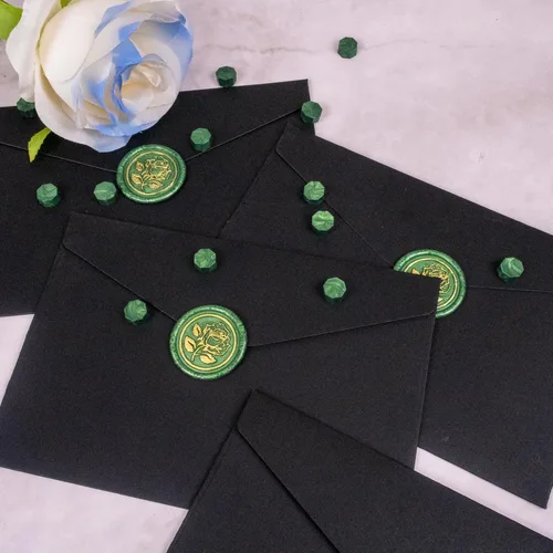 Miniatura 4 de 25 calcomanías de sello de cera dorada y verde, sellos de sobres hechos a mano, calcomanías de cera autoadhesivas para invitaciones de fiesta
