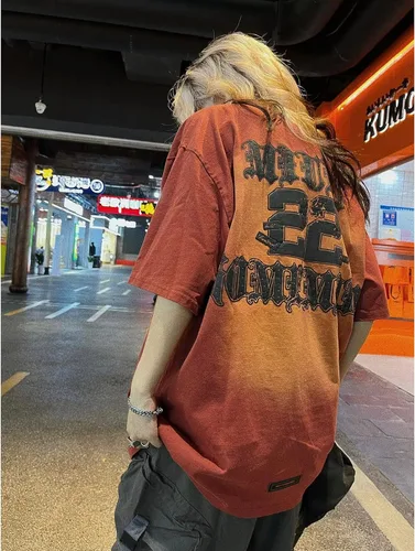 Miniatura 6 de MANMU Gradient Color Women's Letter Print Short Sleeve T-Shirt Cool Harajuku Fashion Korean Style Loose Casual T-Shirt