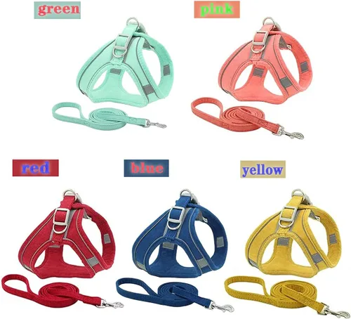 Miniatura 2 de Juego de arnés y correa para perro con correa para el pecho para mascotas, arnés reflectante ajustable para perros pequeños, medianos y gatos, azul