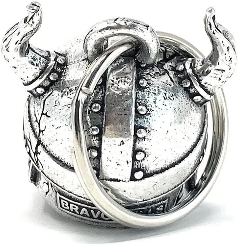Miniatura 3 de Bravo Bells Viking Warrior Skull Bell - Accesorio de campana de motociclista o llavero para buena suerte en la carretera - Fabricado en los Estados