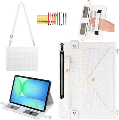 Miniatura 68 de Bolso Funda para Samsung Galaxy Tab S10 FE/S9 FE 10.9"/S9/S8/S7 11", Techcircle Folio con Soporte Cruzado, Billetera con Ranura para Lápiz S Pen