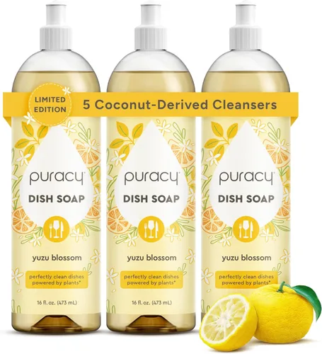 Miniatura 14 de Puracy Repuesto de jabón natural para platos, jabón detergente líquido para lavar platos a base de plantas suavizante de la piel, fórmula