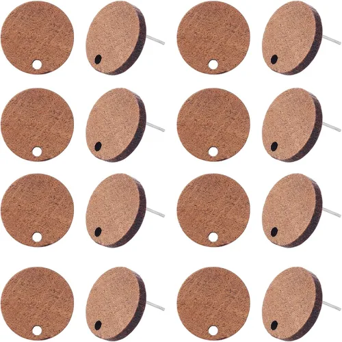 Miniatura 30 de FASHEWELRY 32 piezas de pendientes de madera para pendientes de madera de 0.59 pulgadas (0.591 in) pendientes de madera redondos planos en blanco