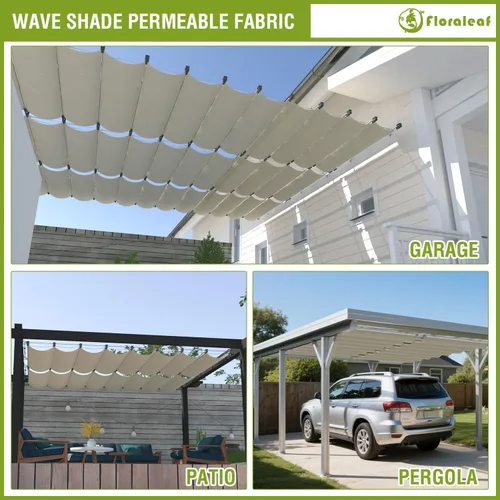 Miniatura 7 de 7'×12' Toldo de pérgola retráctil para reemplazo de dosel de pérgola, toldo deslizante con hardware de cable para toldo de patio, pórtico, garaje