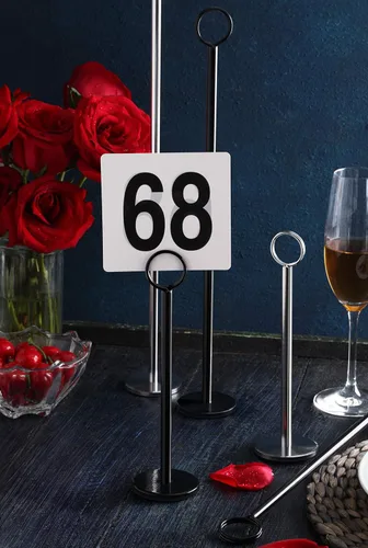 Miniatura 5 de New Star Foodservice 23305 - Soporte para números de mesa con clip de anillo/soporte para números/soporte para tarjetas, 18 pulgadas, juego de 12