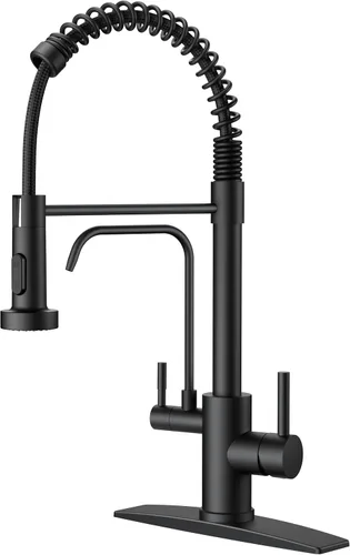 Miniatura 11 de FORIOUS Grifo de cocina con rociador extraíble, grifo de fregadero clásico de resorte extraíble de acero inoxidable comercial de una sola manija