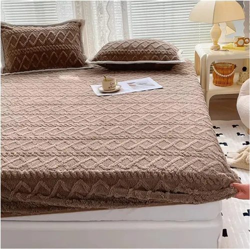 Miniatura 11 de TEVTEV Sábana bajera de felpa de terciopelo de franela extra suave, esponjosa, súper gruesa, cálida y acogedora para invierno, con bolsillo profundo