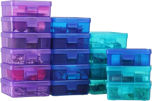 Miniatura 7 de Novelinks 18 unidades de pequeños contenedores de almacenamiento de plástico transparente, cajas y organizadores de almacenamiento para manualidades