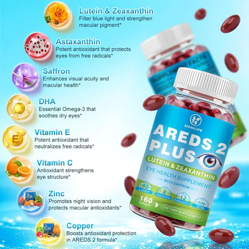 Miniatura 4 de AREDS 2 Plus - Cápsulas blandas de luteína y zeaxantina, vitaminas oculares con astaxantina de 12 mg, vitaminas C, E, azafrán y DHA, protección