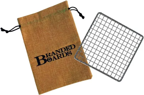 Miniatura 10 de Parrilla portátil de Bushcraft con rejilla para barbacoa de acero inoxidable, tabla de cortar de bambú, bolsa de arpillera, cuchillo mini, kits