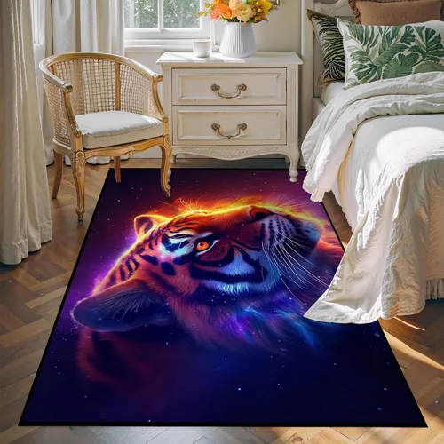 Miniatura 11 de Alfombra de Área Galaxia de 5' x 7', Dormitorio Sala de Estar para Niñas Niños Varones Alfombra Nebulosa Vórtex Tapetes Púrpura Azul Nube galaxy 1