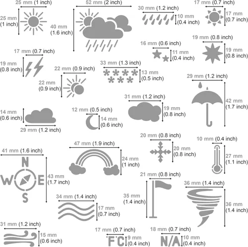 Miniatura 3 de Aleks Melnyk No.14 Plantilla de diario de metal, pronóstico del tiempo, gota de lluvia, paraguas, plantilla de acero inoxidable, 1 unidad, plantilla