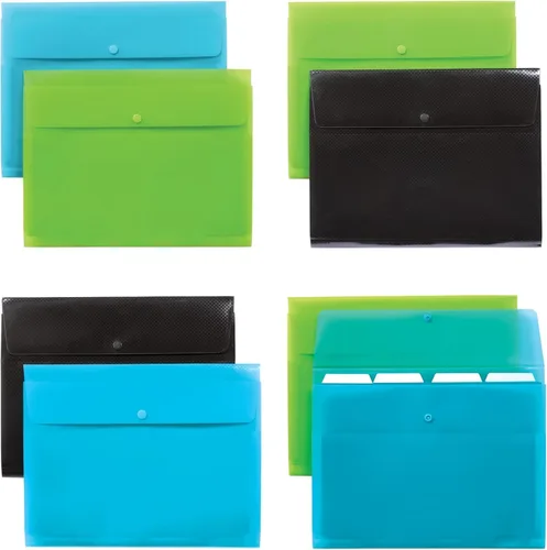 Miniatura 8 de Oxford Archivos expansibles de plástico, paquete de 8 organizadores de archivos de bolsillo con 4 pestañas y cierre a presión, papel tamaño carta, 2