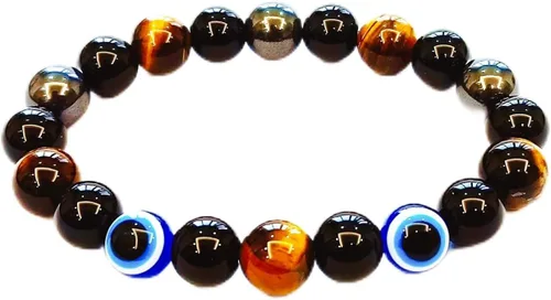 Miniatura 69 de Pulseras de triple protección con piedra de ojo de tigre de obsidiana negra con hematita para hombres y mujeres, pulsera de piedra curativa