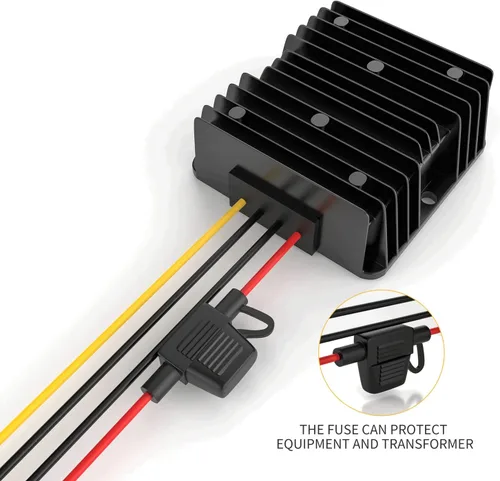 Miniatura 2 de Convertidor elevador de 12 V a 24 V CC, transformador de voltaje 15A 360 W convertidor con fusible transformador impermeable de 12 V para carrito