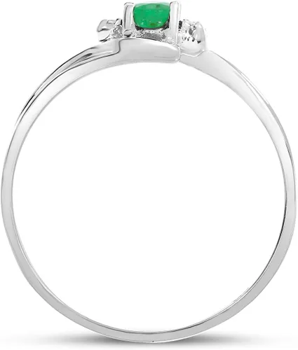 Miniatura 6 de Anillo de diamantes y esmeralda en oro blanco de 10 quilates