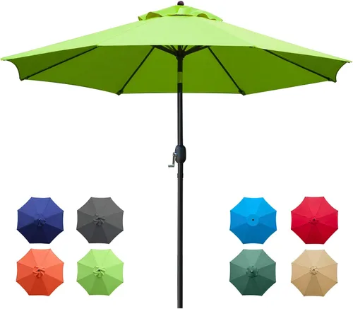 Miniatura 13 de Sunnyglade sombrilla de mesa para exteriores con 8 varillas resistentes, 9 pies