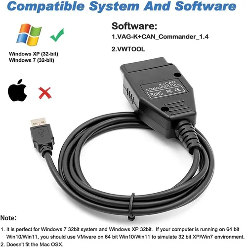 Miniatura 5 de OBD2 K+CAN Commander 1.4 Cable lector de código FTDI FT232RL chip OBDII herramienta de diagnóstico escáner para VAG para Audi para VW para Skoda