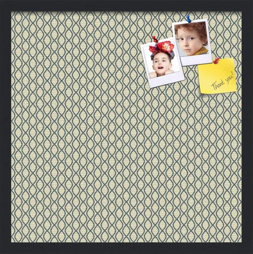 Miniatura 73 de PinPix Tablero de anuncios de corcho de 13 x 13 pulgadas. Este tablero decorativo enmarcado viene con diseño de ondas en blanco y negro y un marco
