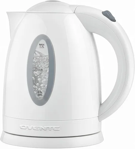 Miniatura 13 de OVENTE Hervidor Eléctrico, 1.7L Calentador de Agua de Ebullición Rápida para Café o Té, Libre de BPA con Indicador de Nivel de Agua, Apagado