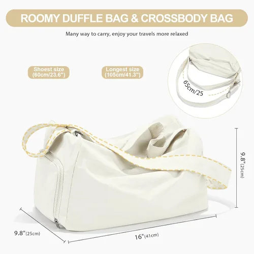 Miniatura 4 de bolso de lona de gimnasio para mujer, Beige