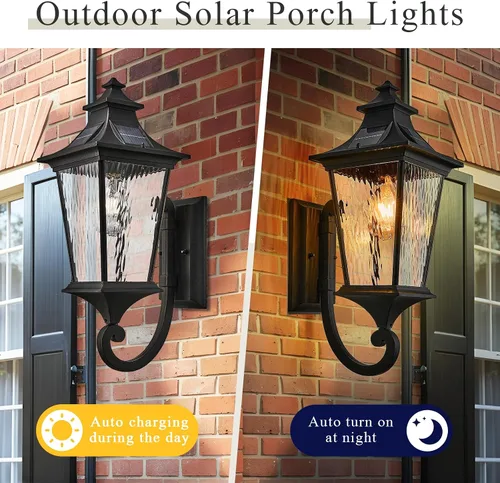 Miniatura 7 de Apliques solares impermeables para exteriores con control remoto de 20.9 pulgadas de altura, luces solares de pared de gran tamaño con vidrio