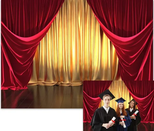 Miniatura 7 de GYA Telón de fondo rojo dorado para fiesta, 7 x 5 pies, teatro, baile de máscaras, baile de graduación, fondo para niños, familia, negocios