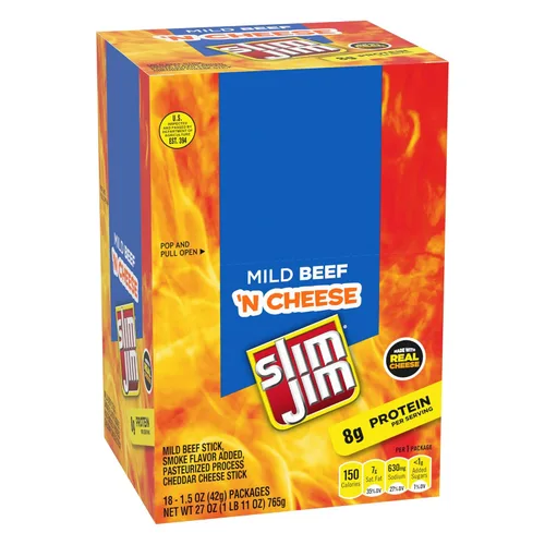 Miniatura 4 de Slim Jim Beef & Cheese Stick, sabor suave, 1.5 oz. 18Contado, paquete de 6