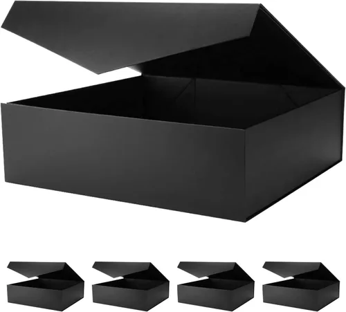 Miniatura 55 de Caja de regalo negra con ventana, caja de regalo magnética transparente para regalo, caja de propuesta de padrino de boda (10.5 x 7.5 x 3 pulgadas)