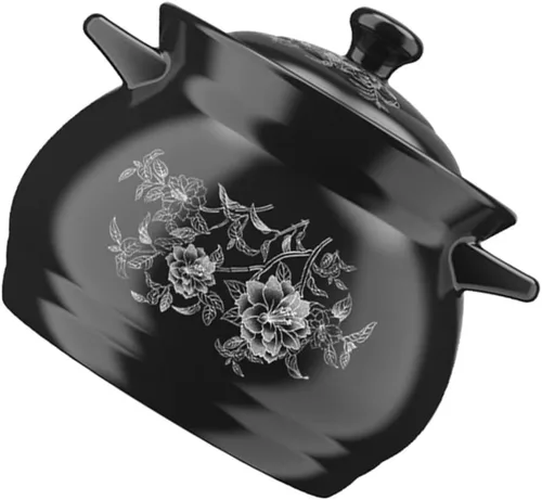 Miniatura 4 de Olla de cerámica para estofado de cerámica, resistente al desgaste, multiusos, con asas, cubierta resistente al calor para personas, hermoso diseño