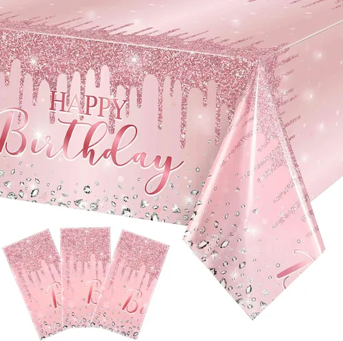 Miniatura 13 de Pajean Mantel de plástico con lentejuelas de diamantes con brillantina para fiesta de niña y niña, mantel de plástico con lentejuelas para niñas