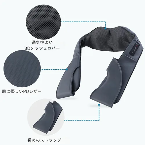 Miniatura 6 de TRIDUCNA Shiatsu Masajeador de cuello, espalda y hombros con calor, almohada eléctrica de masaje de tejido profundo 3D para espalda baja, Gris