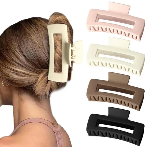 Pinzas de garra extra grandes de 5 pulgadas para una sujeción fuerte, pinzas para el cabello mate XL, 4 clips gigantes de gran tamaño para cabello