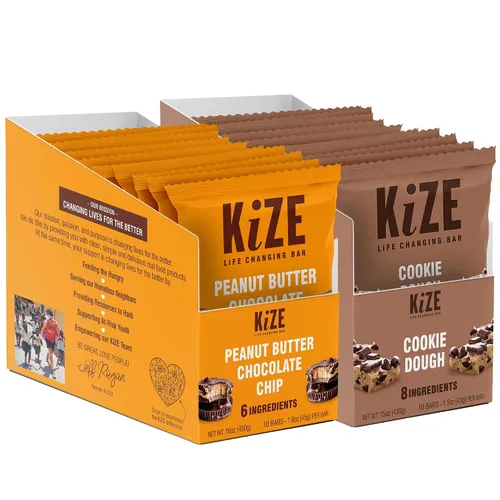Miniatura 37 de KiZE Energy Bars - Barras energéticas de reemplazo de comidas con alto contenido de proteínas, a base de mantequilla de almendras, sin gluten, sin