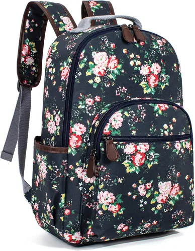 Miniatura 61 de Leaper Mochila para laptop para mujer: linda mochila floral para escuela, universidad, viajes, trabajo, mochila ligera para niños, Negro margarita