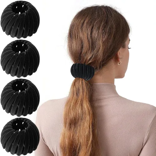 Pinza de pelo mágica de nido de pájaro, accesorio para hacer moños, para cabello grueso y fino, 4 Negro