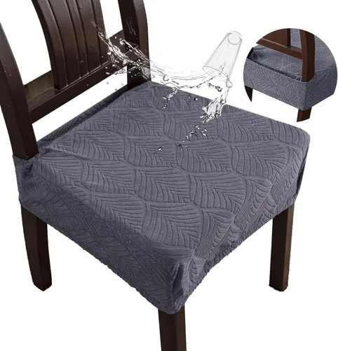 Miniatura 23 de Fundas de asiento para silla de comedor, extraíbles y lavables, juego de 2, fundas de cojín de asiento de silla de jacquard, protectores