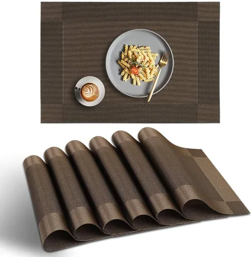 homEdge Mantel individual, 6 manteles individuales de PVC antideslizantes resistentes al calor, manteles individuales de vinilo lavables, color